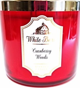 Bath & Body Works Cranberry Woods 3 Wick Jar Candle 14.5 oz White Barn Red Glass