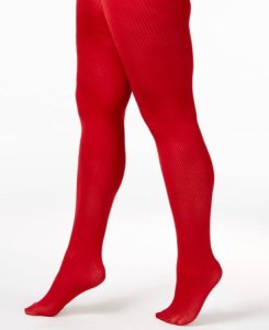 Berkshire Plus Size Tights Sz Q Petite Red Ribbed Textured The Easy On 5038