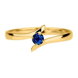 Blue Sapphire 14K Yellow Gold Over Solitaire Wedding Ring For Womens
