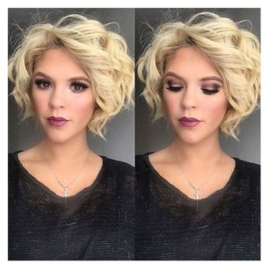 Bob Curly Blonde Wig Full Wigs Synthetic Hair Heat Resistant Wavy Short Wigs