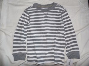 Boy's Carter's Gray White Striped Thermal Long Sleeve Shirt Size 4T NWT