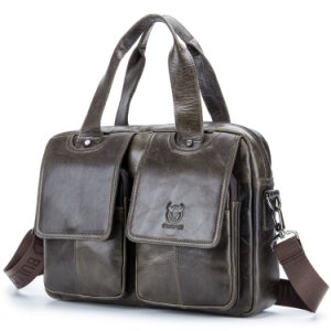 Bull Captain Briefcase for Men Leather 15 inch Laptop Shoulder Bag for Business