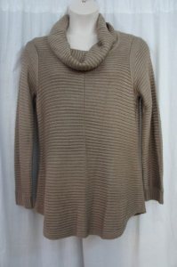 Calvin Klein Sweater Woman 2X Heather Frappe Ribbed Funnel Cowl Neck Chunky