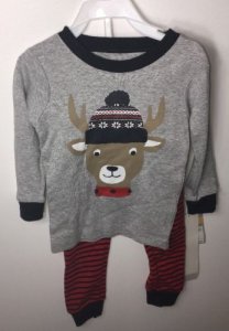 CARTER'S Sleepwear Reindeer Christmas 2-Piece 2T Toddler BABY Shirt Pants