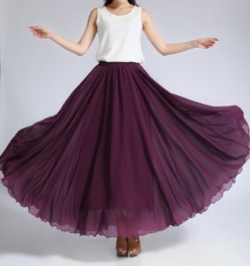 CHIFFON MAXI SKIRT Gray Black Blackberry Maxi Silk Chiffon Skirt Wedding Skirts