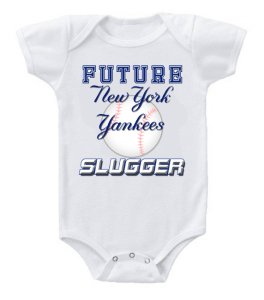 Cute Baby One Piece Bodysuit Baseball Future Slugger MLB New York Yankees