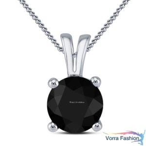 Daily Wear Diamond Solitaire Pendant Necklace Pure 925 Silver White Gold Plated