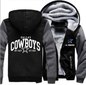 Dallas Cowboys Hoodie Zip up Jacket Coat Winter Warm Black and Gray