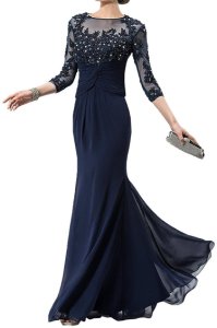 Dislax 3/4 Sleeves Lace Appliques Chiffon Mother of the Bride Dress Prom Gowns N
