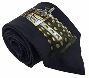 Doctor Who - Mens 10cm Polyester Novelty Sound Activated Dalek Navy Tie Necktie