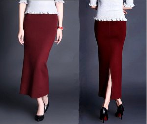 Elegant women long solid skirt winter skirts knitted dropping line slim