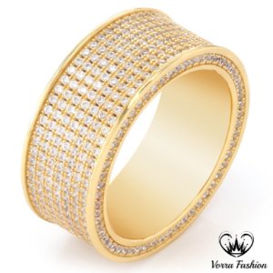 Vorra Fashion - Eternity wedding band ring round cut diamond yellow gold plated 925 pure silver