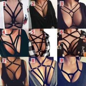 Fantastic Women Halter Hollow Out Bandage Elastic Cage Strappy Bra Bustier