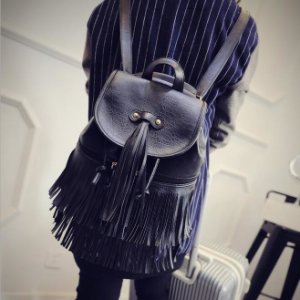 Unbranded - Fashion women backpack fall new high-pu leather women bag casual fringed shoulde