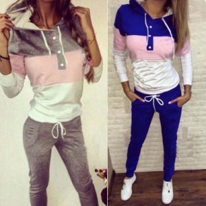 Fashion Women Sport Suit Hoodies Jogging Sets Casual Long Sleeve Tracksuits 2 Pi