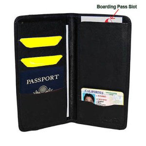 Genuine Leather Wallet Passport Cover ID Boarding Pass Holder Travel Organizer