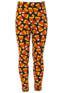 Girl's Candy Corn Pattern Printed Leggings for Holiday Season