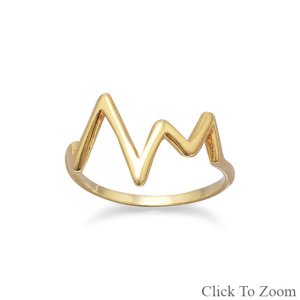 Gold Ring with Heartbeat Design
