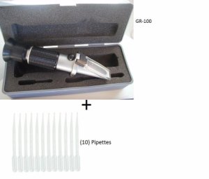 GR-100 0-100% Glycerin in Water Refractometer, Antifreeze Glycerine+ 10 pipettes