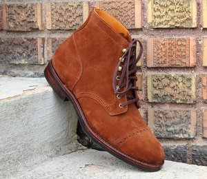 Handmade Ankle High Tan Brown Suede Leather Boots Classic Cap Toe Trendy Boots