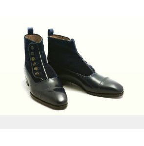 Handmade Black Button Boot, Men Ankle Leather Boot, Men Black Formal Boot