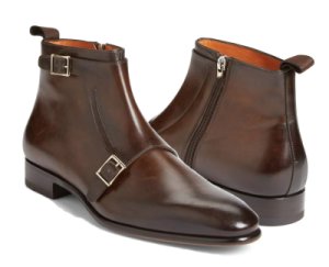 Handmade Double Monk Ankle Brown Shoes, Dress Formal Leather Boots Fashion Boots