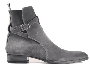Handmade jodhpurs ankle boot, Men gray ankle high suede leather boot, Mens boot