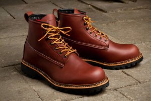 Handmade men genuine leather boots, Men brown ankle high safety leather boots,
