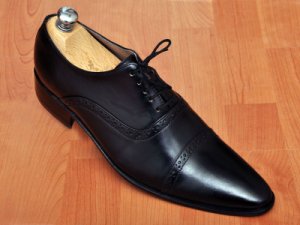 Handmade men's Oxford black dress leather shoes, Mens black laceup leather shoes