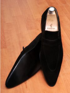 Handmade mens black suede leather mocassins, Men's black dress leather shoes