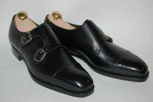 Handstitch men black double monk shoes, Men black formal shoes, Men oxford shoes