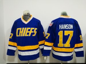 Hanson Brothers Charlestown Chiefs #17 Slap Shot Movie Men's Hockey Jersey Blue
