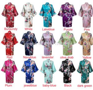 Hot！Chinese Women's Silk Rayon Robe Kimono Bath Gown Nightgown Bridesmaid D
