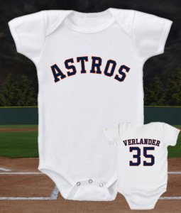 Houston Astros Justin Verlander Jersey Baby Onesie or Tee