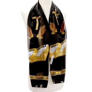 I Love Jesus (Praying Hands and Holy Bible) Faux Silk Christian Scarf