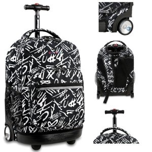 J World Rolling Backpack College Bookbag Wheeled Tote Travel Kids Bag 18 Inch