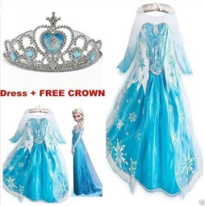 Kids Girls Dresses Elsa Frozen dress costume Princess Anna party dresses-&