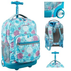 Kids Rolling Backpack Bookbag Girls Wheeled School Bag Travel Luggage Sunrise