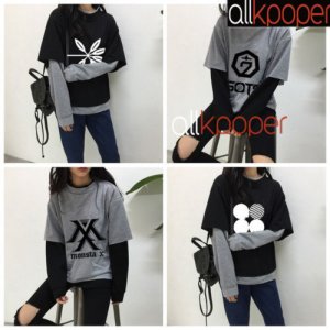 Allkpoper - Kpop bts sweater exo hoodie got7 hoody monsta x sweatershirt fake two pieces