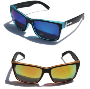 Unbranded - Large men matte square retro sunglasses black frame color mirror lens 150mm wide