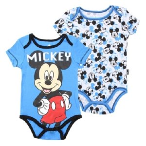 Licensed Disney Mickey Mouse Infant Romper Creepers, 2 One-Piece Bodysuits