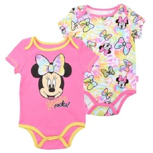Licensed Disney Minnie Mouse Infant Romper Creepers, 2 One-Piece Bodysuits