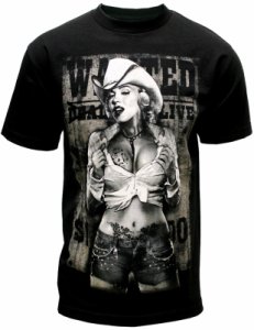 Marilyn Monroe Men's Sexy Cowboy Black Graphic T-Shirt TA303BK