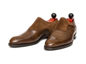 Men Monk Strap Shoes, Handmade Single Strap Leather Suede Formal Tuxedo wedding