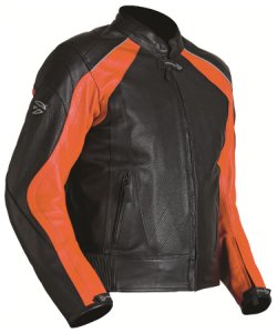 Men Orange Black Perforated Motorcycle Leather Jacket Biker Rider Protection