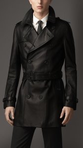 Men's Black Leather Jacket Original Lambskin Soft Leather Long Luxury Trench Coa