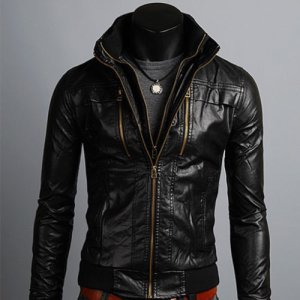 Men's Leather Jackets Korean Style Casual Slim Fit, Biker leather jacket mens