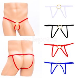 Men's Sexy Elastic Strappy G-string T-back Tanga Thongs Underwear Jockstrap Ring
