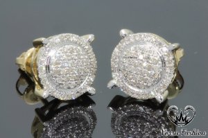 Vorra Fashion - Men's & women's 14k yellow gold 1.40 ct round diamond micro pave earrings stud