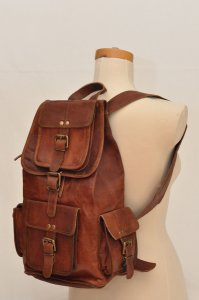 Mens Brown Leather Backpack Bags Shoulder Briefcase Rucksack Laptop Vintage Bag